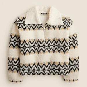 Jacquard-print sherpa half-zip fleece pullover
